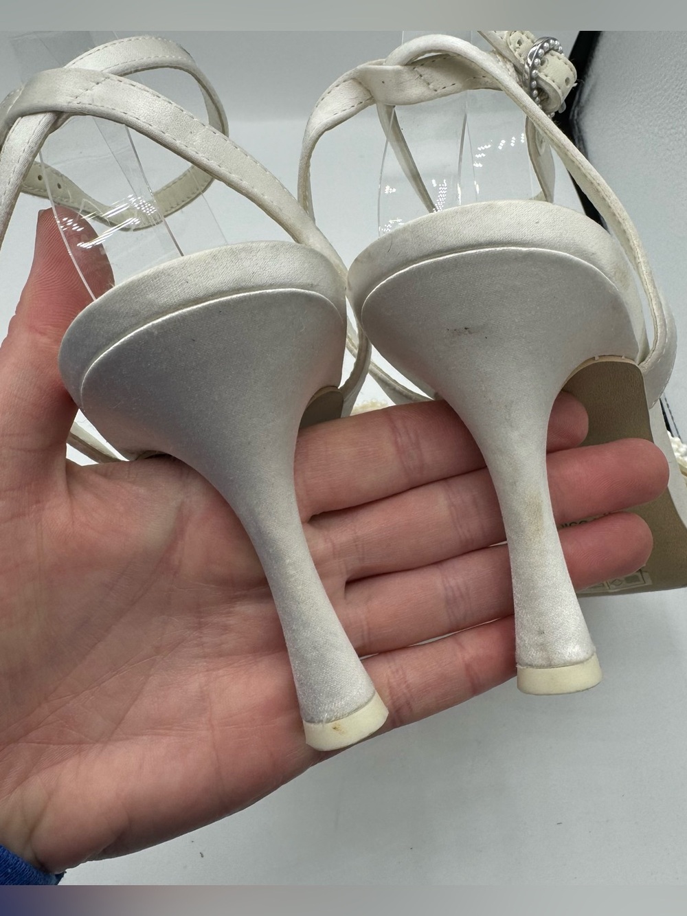 Dolce Vita white Vanilla Faux Pearls Satin Lunete Heeled Sandals size 9 bridal - Picture 4 of 6